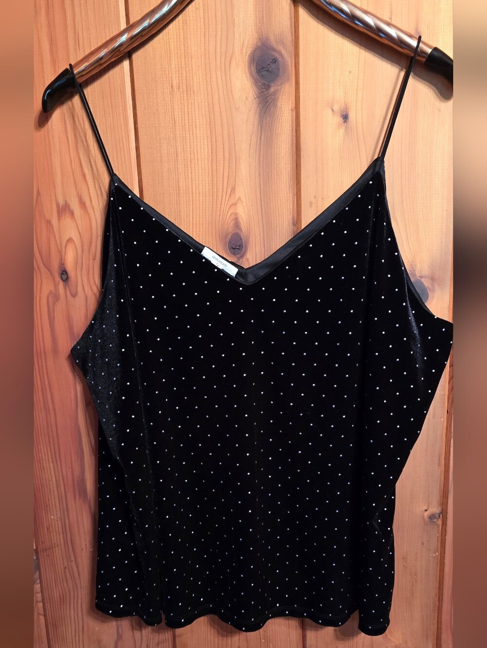 Maurices Black Velvet Cami with Silver‎ Dot Accents